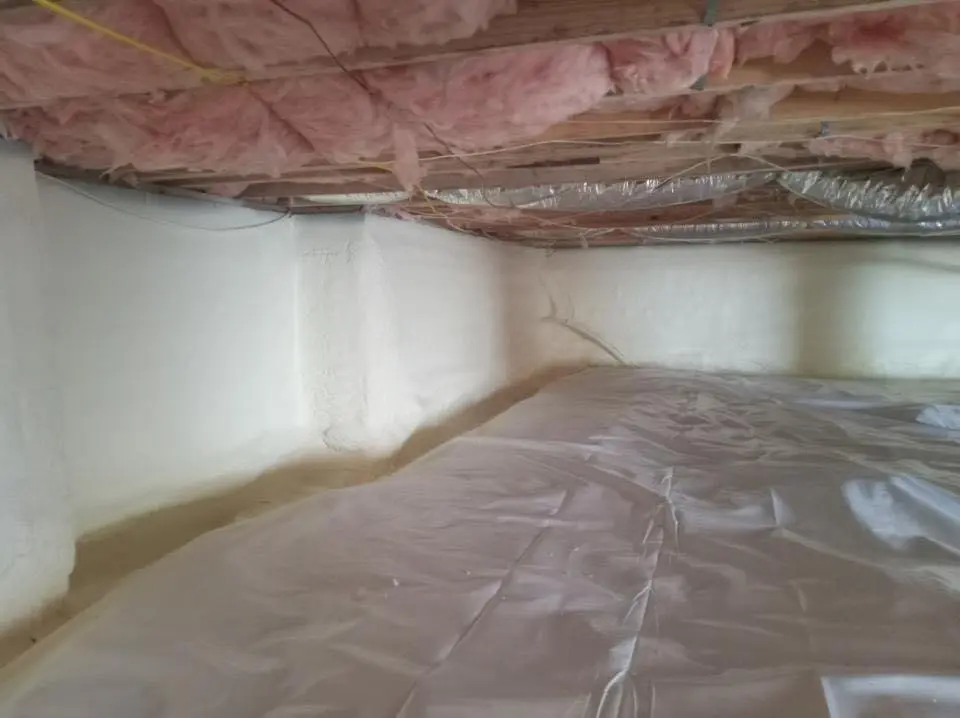 Crawl space encapsulation with closed-cell spray foam for Roof Leak Repair in Palmyra